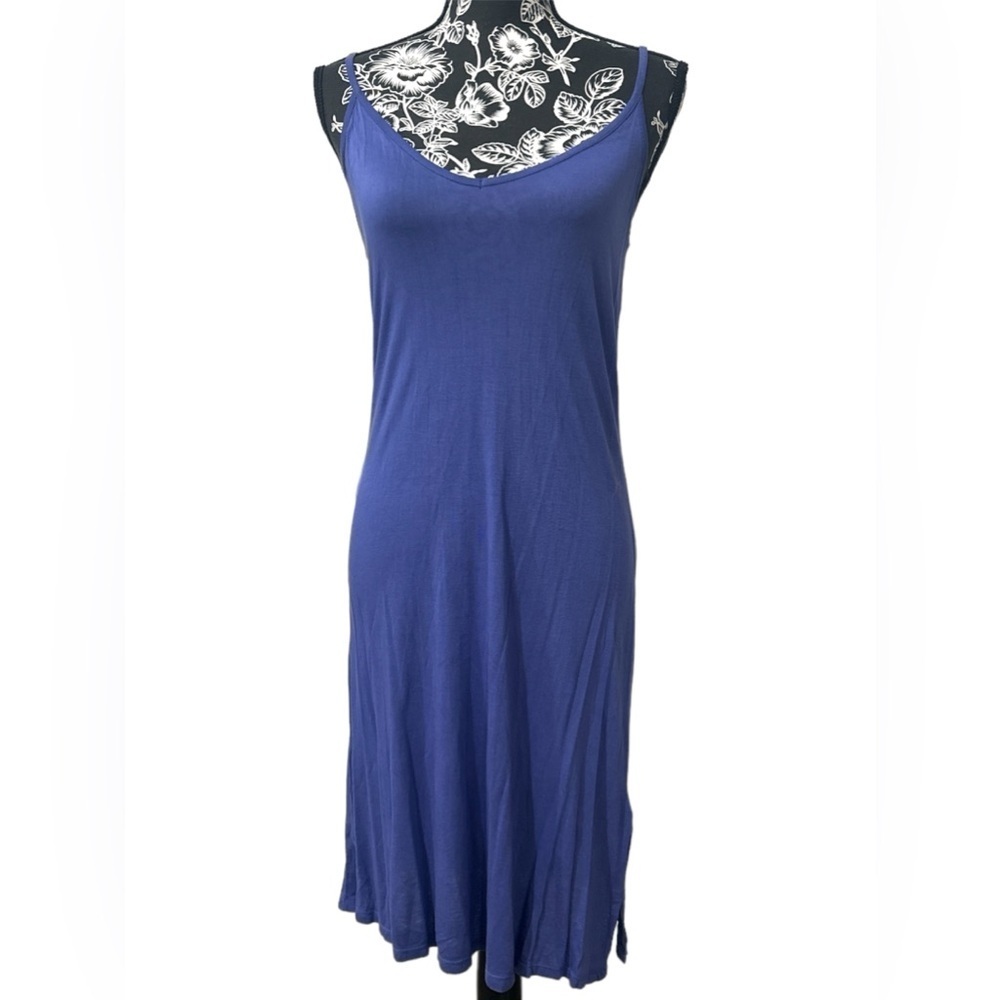 Soft Surroundings Sheer Maxi Dress w Slip XS Blue White Button Front Resort Boho - Picture 10 of 15